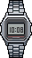 A pixel-art silver Casio digital watch.