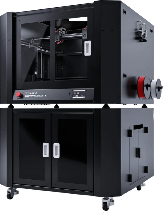 The Fracktal Twin Dragon 3D printer.